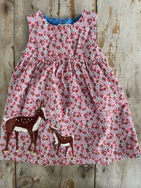 Baby Boden/Mini Boden deer appliqué pinnie dress - size 2/3